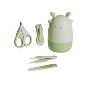 Set 4in1 de Ingrijire Unghii pentru Bebelusi, Flippy, Cutie de Depozitare Tip Cerb, 0-6 Ani, 11 x 6 x 11 cm, Verde