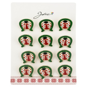 Brose Martisor, Jolie, Set 12 Bucati, Model Buburuza In Potcoava, Metal, 3 cm, Multicolor