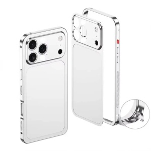 Carcasa Metalica, Flippy, Compatibila Apple iPhone 15 Pro, Creeaza Aspect de iPhone 17 Pro, Unibody Mat, Rezistenta la Zgarieturi, Argintiu