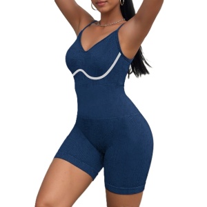 Costum de Fitness/Yoga, Flippy, One Piece, pentru Femei, Material Elastic, Spandex, Albastru, Marime S