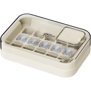 Cutie Gheata, 15 Cuburi, Cu Sistem de Presare Spate, Capac de Umplere și Evacuare, 1 L, 16.5 x 11.2 x 4.5 cm, Alb