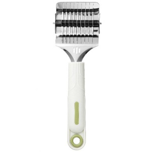 Dispozitiv de taiat Taietei, Flippy, din Plastic cu Inox Razatoare, Curatator de Legume-Fructe, Maner Anti Alunecare, 22 x 6.5 cm Alb