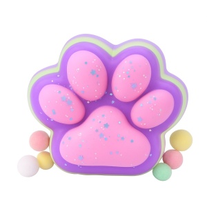 Jucarie Antistres Squishy, Flippy, Revenire Lenta, Model Labuta de Pisica, Squishy, BIG 12.5 x 10.5 cm, 220 g, Model 23, Multicolor Mov Roz