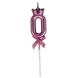 Lumanare Cifra 0, Flippy, Model Coroana cu Fundita, Pentru Tort, 6 x 2.5 cm Mov