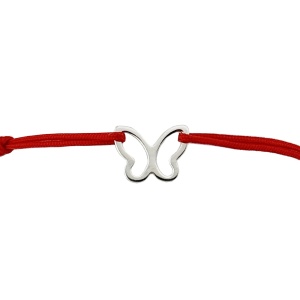 Martisor Bratara Argint 925, Jolie, Model Fluture, Martisor de 1 Martie, cu Snur Rosu, Argintiu
