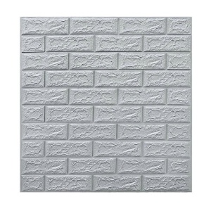 Set 10 Placi de Tapet, Flippy, Autoadezive, 70 x 77 cm, 3.5 mm Grosime, Suprafata Acoperita 5.3 mp, din PVC, Model Caramida, Gri