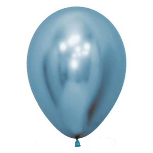 Set 12 Baloane, Flippy, din Latex Chrome, 13 cm, Albastru Deschis