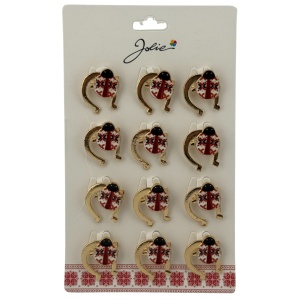 Set 12 Brose Martisor Primavara, Jolie, Model Buburuza cu Motiv Traditional in Potcoava