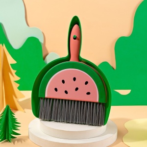 Set Mini Matura si Faras, Flippy, LITTLE CLEANER, Uz Casnic, pentru Birou, Bucatarie, Casa, Model Pepene Verde, 23 x 18 cm Roz-Verde