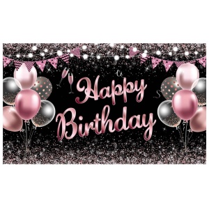Banner Tip Fundal pentru Poze, Flippy, din Panza, 185 x 110 cm, Sfoara 6 m, Prindere in 4 Colturi, Negru/Roz