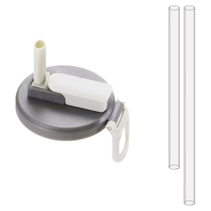 Capac Anti Varsare pentru Doze, Flippy, Model cu Pai Transparent, Reutilizabil, din Plastic, cu Maner Transportabil, 5.4 cm, Gri