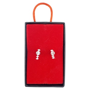 Cercei Dama Argint 925, Jolie, Model Bagheta cu 5 Pietre mici, 1.04 g, Argintiu