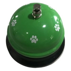 Clopotel Metalic Multifunctional, Flippy, Verde cu Imprimeu Labuta Alba, 7.5x7.5x6.5 cm, Dresaj, Receptie, Restaurante