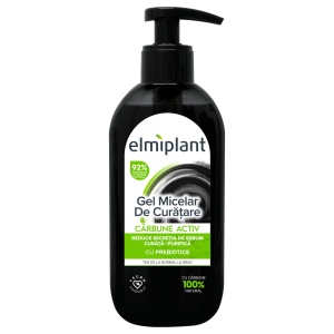 Gel Micelar de Curatare, Elmiplant, cu Carbune Pentru Ten Normal/Gras, 200 ml