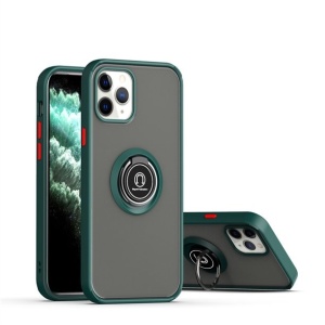 Husa Anti Fall Metal Bracket pentru Apple iPhone 11, Rezistenta la socuri, Margini colorate, Cu inel de prindere magnetic, Flippy, Verde