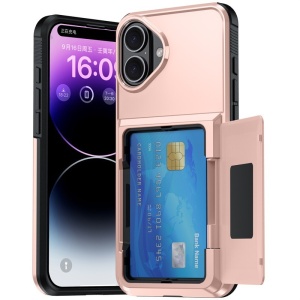 Husa de Protectie compatibila Apple iPhone 17, Flippy, Compartiment pentru Carduri, Anti-alunecare, Protectie PC, Rezistenta la Zgirieturi, Rose Gold