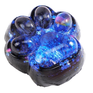 Jucarie Antistres Squishy, Flippy, cu Revenire Lenta, Squeeze Pinch Family, Model Labuta de Pisica cu Sclipici, 6.5x6 cm, 60g, Ambalaj Transparent, Albastru-Negru