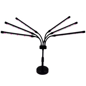 Lampa UV pentru cresterea plantelor, Flippy, conectare la retea, 30W, 6 capete, 108 LED-uri, ajustabila pana la 68.5 cm, Lumina Alb Mov