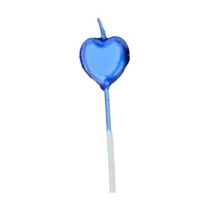 Lumanare de Tort, Flippy, Model Inima, Party, 8.5 x 3 cm, Albastru