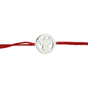 Martisor Bratara Argint 925, Jolie, Model Inger Pazitor, Martisor de 1 Martie, cu Snur Rosu, Argintiu