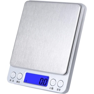 Mini Cantar Electronic, Flippy, pentru Alimente/Bijuterii, max 3 Kg, 2 x AA, 12.7 x 10.6 x 1.9 cm, Gri