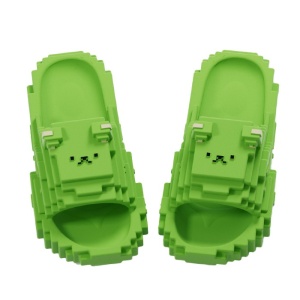 Papuci Casual pentru Adolescenti, Flippy, Model Unisex de Forma Pixel, Rezistenti Usori si Moi din Spuma EVA Antiderapanti, Marime 36-37, Verde deschis