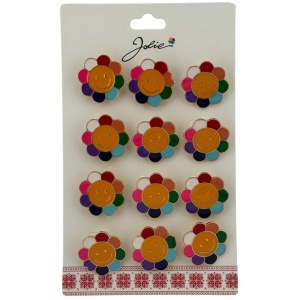 Set 12 Brose Martisor pentru Copii, Jolie, Model Floare care Zambeste, Multicolor