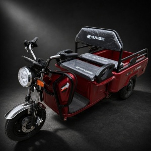 Triciclu Electric de Marfa XPB, Saige, Viteza Maxima 25 km/h, Motor 1600W, Baterie 60V/20Ah, Fara Permis, Mototricicleta Electrica de Transport, Rosu