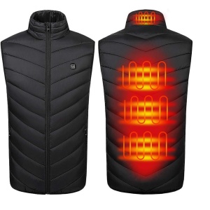 Vesta Inteligenta Incalzita, Flippy, Unisex, 2 Zone de Incalzire, Umplutura Bumbac, 3 Trepte de Temperatura, Incarcare USB, Negru, 45 - 50 kg, Marime M