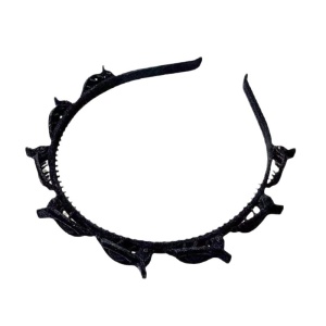 Bentita de Par pentru Femei, Flippy, Agrafa Stil Coreean, Accesoriu pentru Par cu Textura MultiStrat, 13 x 11.5 cm, Negru
