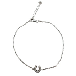 Bratara pentru Dame , Jolie Silver, din Argint 925, Model Potcoava, cu Pietre Zirconia, 1.69 g, Argintiu