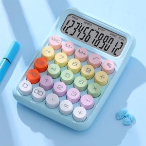 Calculator Electronic pentru Copii, Flippy, Calculator Dragut pentru Scoala Primara, Ecran mare 12 digits si Tastatura Mecania, 16 x 11 x 2 cm, Albastru - Img 2