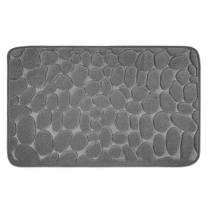 Covoras pentru Baie Antiderapant, Flippy, Uscare Rapida, Model 3D Piatra, 40x60 cm, Gri