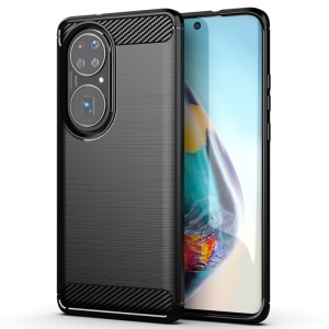 Husa de Protectie pentru Huawei P50 Pro, Flippy, Protectie 360, din TPU cu element de Carbon, Anti Alunecare, 1.8 mm, Negru