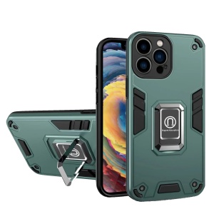 Husa Iron Warriors pentru iPhone 13, Flippy, Hybrid Ring Holder Kickstand, Verde inchis