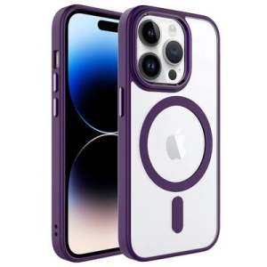 Husa MagSafe pentru Apple iPhone 13, Full Cover, Frosted Acrylic Color Big Hole, Magnetica, Incarcare Wireless, Flippy, Mov