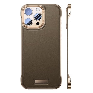 Husa pentru iPhone 16 Pro, husa de protectie pentru telefon, Flippy, Design Modern fara margini, din Piele PU, Subtire, Desert Gold