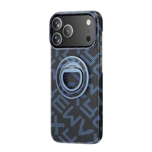 Husa pentru iPhone 17 Pro, Flippy, Carcasa de Protectie Rezistenta Ultra-subtire, Suport Magnetic, Aspect Texturat, Albastru
