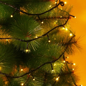 Instalatie de Craciun Flippy® Tip Liniara, Fir Negru, 24 m, 300 LED-uri, Interconectabila, Alb Cald