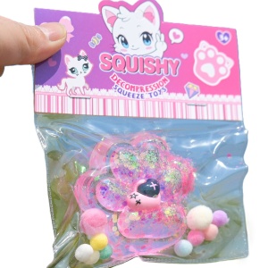 Jucarie Antistres Squishy, Flippy, Labuta de Pisica Squeeze Toys, cu Revenire Lenta, 7.5 cm, Model 270519, Multicolor