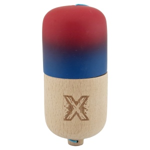 Kendama Pill X Originala, Flippy, Profesionala Model Rubber Grip Pilula, din Lemn, Varsta 9+, Ata 62/65 cm, 11 x 5 x 5 cm, Gradient Rosu/Albastru