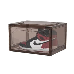 Organizator de Pantofi, Flippy, din PP+ABS, Usa Laterala Magnetica, Rezistenta la Praf, Anti-Oxidare, Utilizare Multipla, 36 x 28 x 21 cm, Gri Transparent