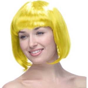 Peruca Cosplay, Flippy, Tunsoare Bob cu Breton, pentru Carnaval, Halloween, Petreceri Tematice, din PET, Marime Universala, Galben