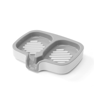 Savoniera Dubla, Flippy, Sistem de Scurgere a Apei, din ABS, 14.5 x 18 x 3 cm, Alb/Gri