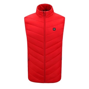 Vesta cu Incalzire, Flippy, Unisex, 2 Zone de Incalzire, Umplutura Bumbac, 3 Trepte de Temperatura, Incarcare USB, Rosu, 74 - 84 kg, Marime XXXL