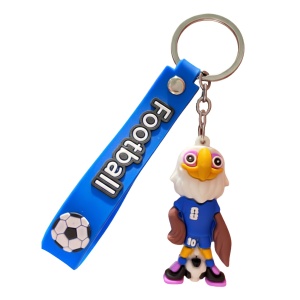 Breloc Chei, Flippy, Model Vultur, Mascota de Fotbal, Cupa Mondiala, Accesoriu Pentru Chei si Rucsac, Cauciuc Moale, 26 g, 6.2 x 3.4 cm, Albastru