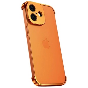 Carcasa de Telefon, Flippy, Compatibila Apple iPhone 17, Fara Rama, doar Colturi si Camera, din Metal, Grosime 0.1 mm, Portocaliu