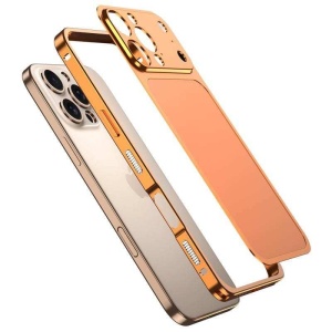 Carcasa Metalica, Flippy, Compatibila Apple iPhone 16 Pro Max, Creeaza Aspect de iPhone 17 Pro Max, Unibody Mat, Rezistenta la Zgarieturi, Portocaliu