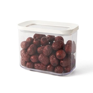 Cutie de Depozitare Alimente, Flippy, 1L, Capac Alb, din ABS+Silicon, 14.5 x 9 x 11.3 cm, Transparent