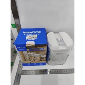 Cutii de Depozitare Alimente, Flippy, Set din 2 Cutii de tip Container, Recipiente pentru Cereale in Bucatarie, 0.5 L-10x10.5 cm, 1.3 L-12.5x12.5x16.5 cm, Transparente cu Capac Alb - Img 2